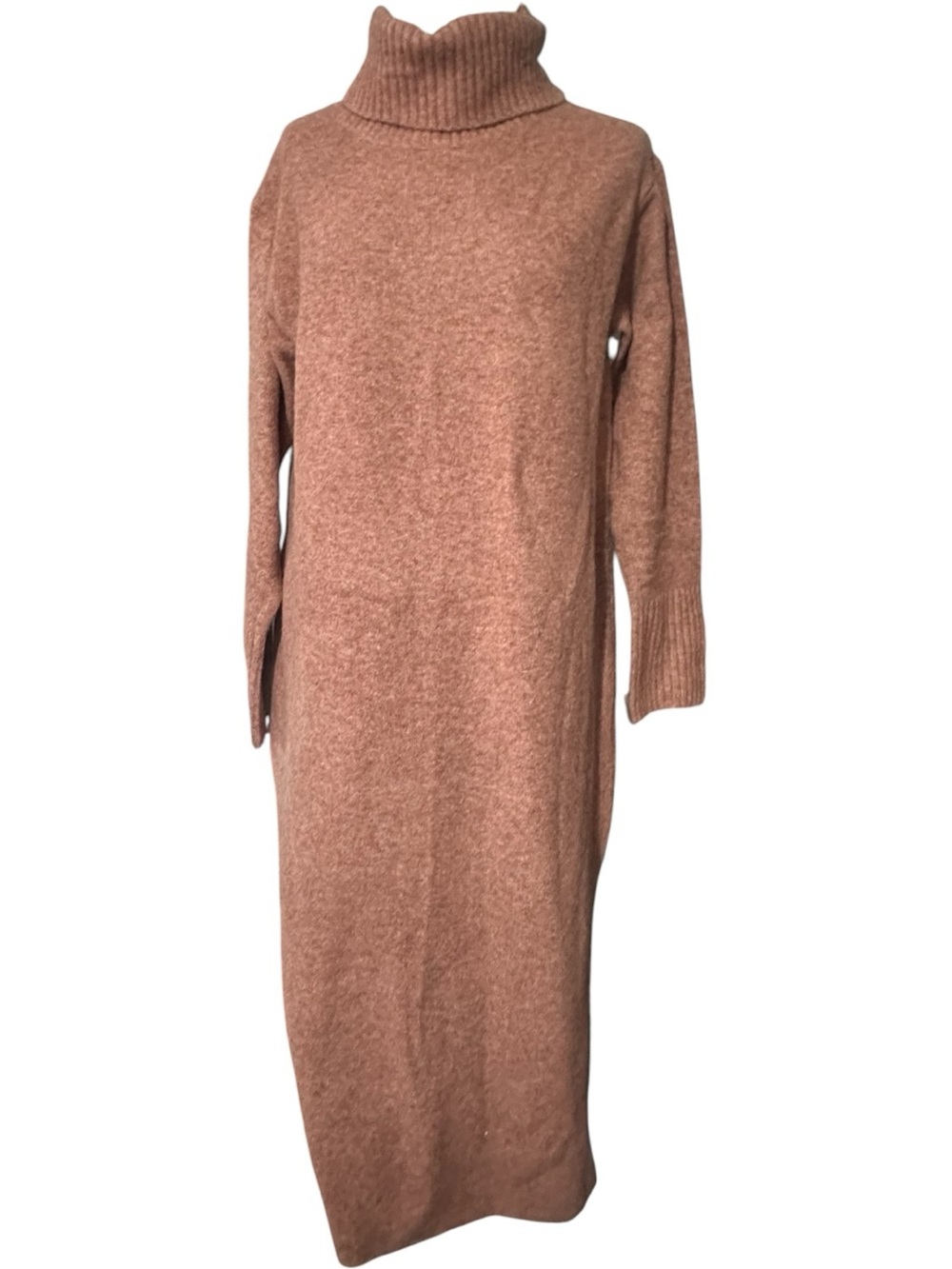 Uniqlo Souffle Yarn Turtleneck Long Sleeve Midi Dress Dusty Rose Size XS
